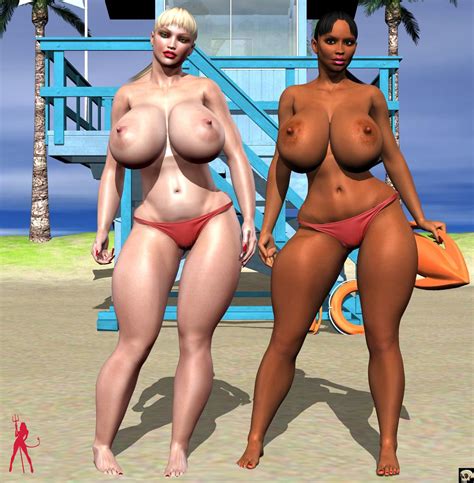 Rule 34 2girls 3d Bare Shoulders Barefoot Beach Big Breasts Bikini