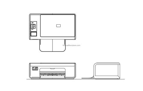 Computer Printer Cad Blocks Dwg Drawing In Autocad 2d Format Images