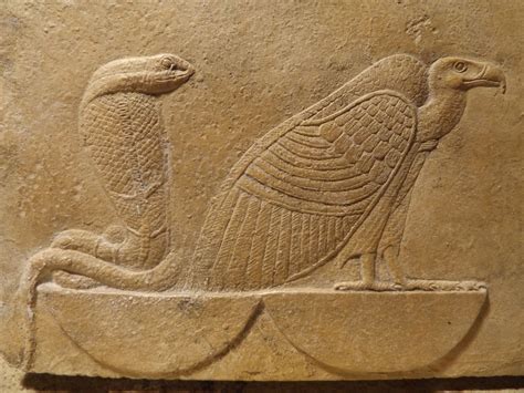 Egyptian Art Mythology Relief Sculpture Of Nekhbet And Wadjet Vulture And Cobra Egyptian