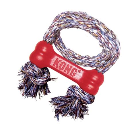 Kong Goodie Bone With Rope Adult Dog Toy X Small Red Rubber