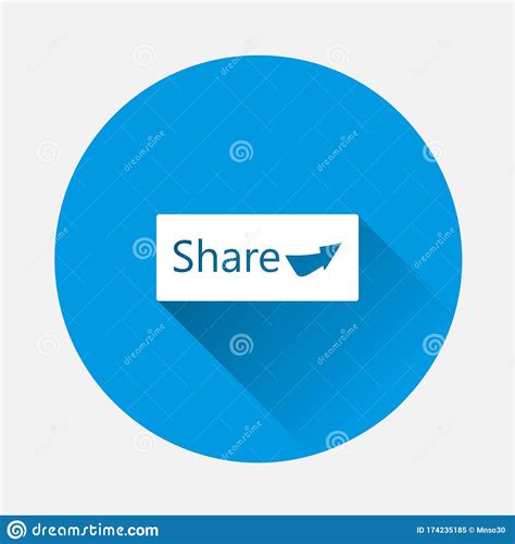 Share Button Icon On Blue Background Flat Image With Long Shadow Stock