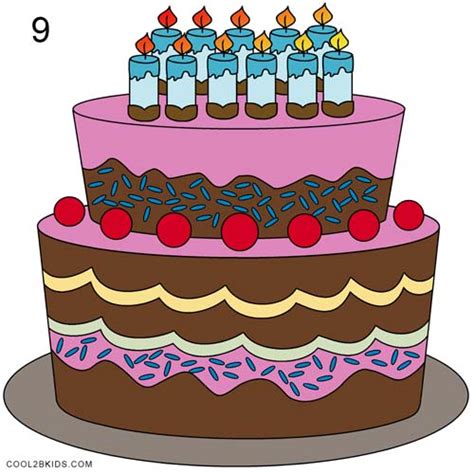 How To Draw A Birthday Cake Step By Step Pictures Cool2bkids