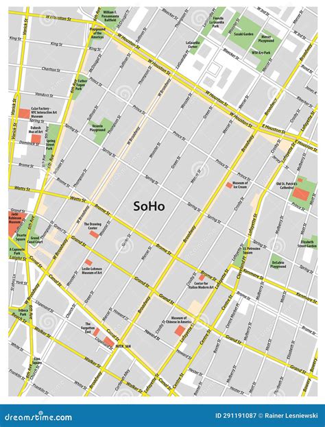 Street Map Of The New York Neighborhood Soho Lower Manhattan New York