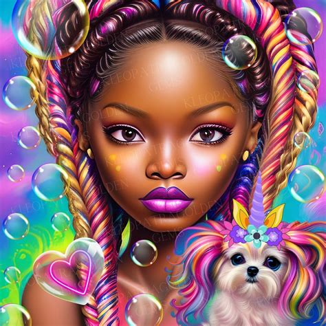 Cute Black Girl Png Black Girl With Puppy Black Girl With Etsy