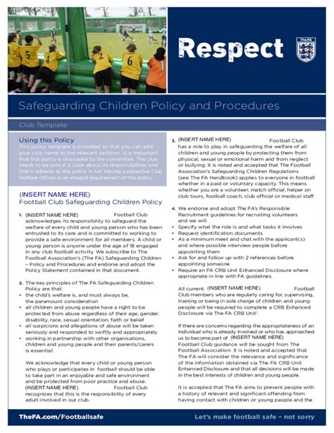 It encourages a culture of risk management. Safeguarding Children Policy and Procedures Free Download