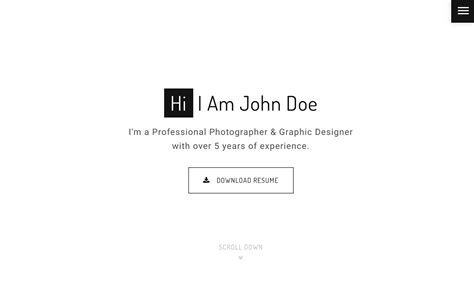 It's ready to present yourself with a folded version or landscape one. John Doe - Photography HTML Website Template #64749 (With ...