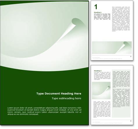 Royalty Free Abstract Curl Microsoft Word Template In Green