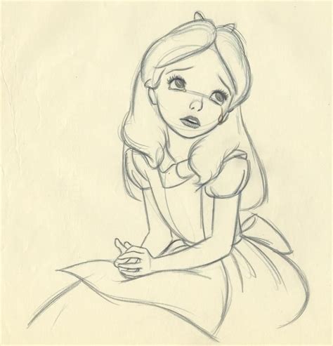 Great Alice Sketch By The Disney Legend Milt Kahl Disney Art Drawings Alice In Wonderland