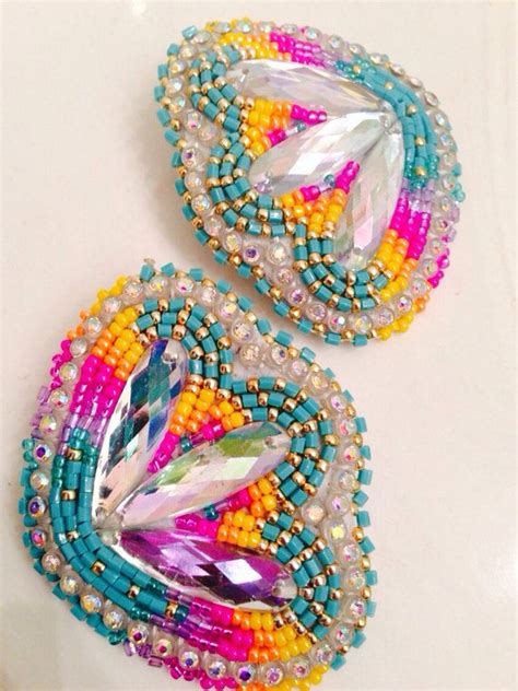 Native American Beaded Earrings Blossom Set Etsy Bead Work Beaded