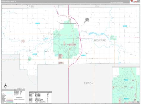 Howard County, IN Wall Map Premium Style by MarketMAPS