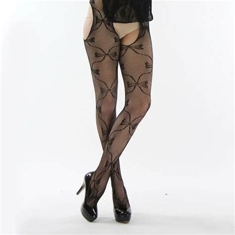 Womens Stockings Lace Sexy Tights Black Lady Open Crotch Pantyhose
