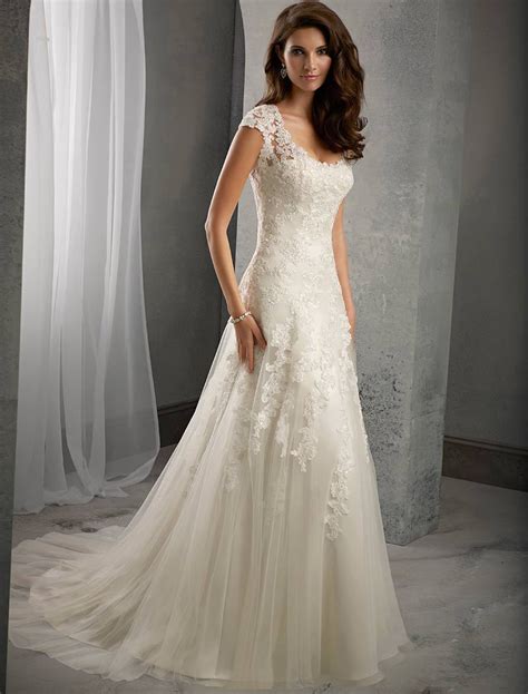 Such a lace wedding dress with long sleeves can have both a straight skirt and a puffy skirt (of course, with a petticoat). Ivory Lace Cap Sleeves Court Train Wedding Mermaid Dress ...