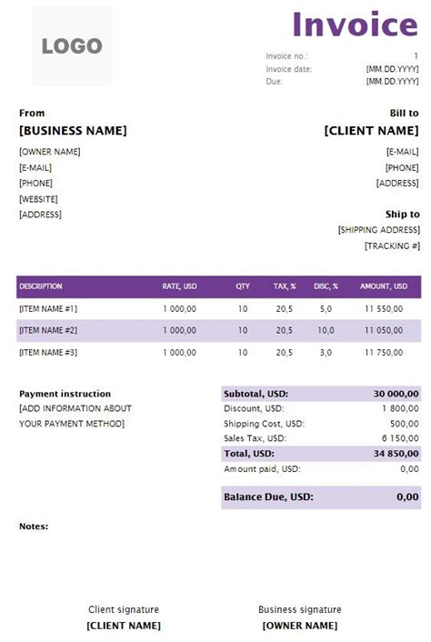 Web Design And Development Invoice Templates Excel Word Pdf