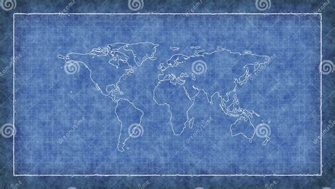 World Map Blueprint 3d Illustration Stock Illustration Illustration