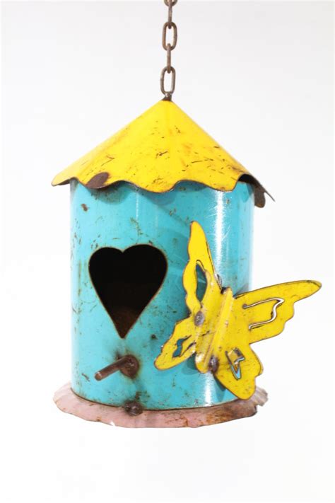 Looking for a good deal on birdhouse metal? Rustic Metal Birdhouse with Butterfly Home for Flying Friends