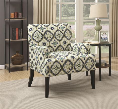 Coaster 902622 Accent Chair Blue Green Kaleidoscope Pattern Upholstery