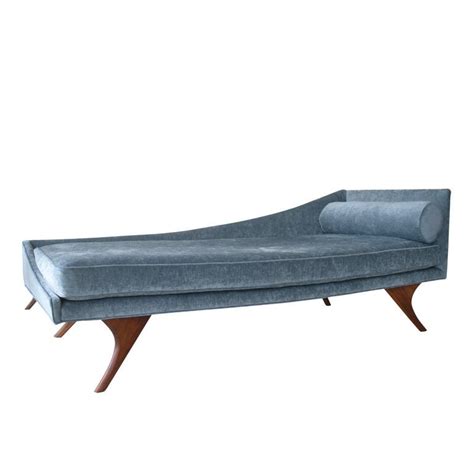 It's made with a solid eucalyptus wood frame and has foam filling with velvet upholstery for an inviting feel. Mid Century Modern Chaise Lounge at 1stdibs