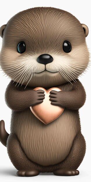 Premium Ai Image A Cartoon Image Of An Otter Holding A Heart
