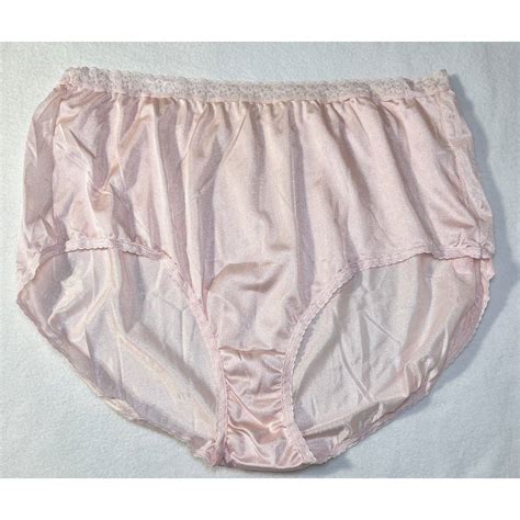Vintage Just My Size Jms Pink Nylon Briefs Panty Lace Full Back Satin Shiny Size 12 Grailed