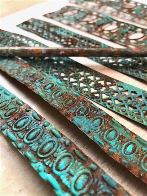 Decorative Metal Ribbon Distressed Rusty Tin Ribbon With Verdigris
