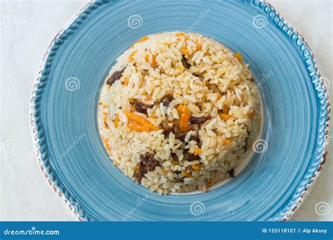 Uzbek Pilaf Rice With Meat Carrot And Onion Pilav Stock Image