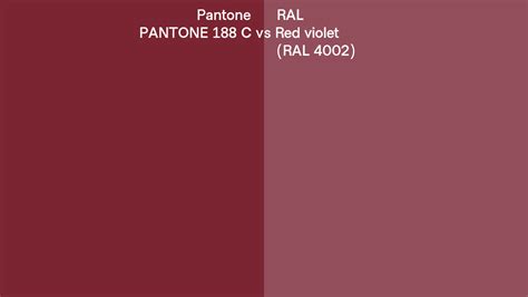 Pantone 188 C Vs Ral Red Violet Ral 4002 Side By Side Comparison