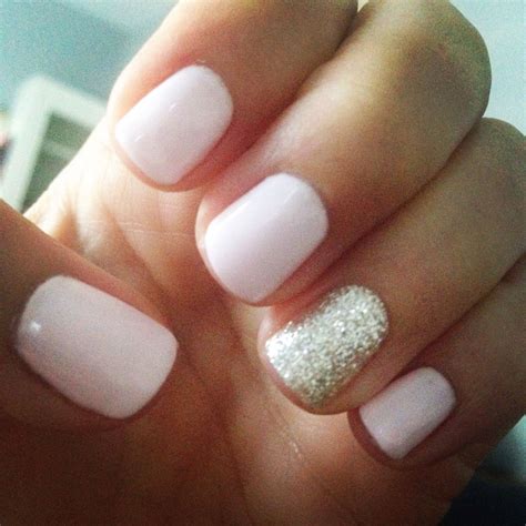 Light Pink And Gold Glitter Gel Mani Bride Nails Gel Nail Art