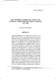 Towards a modern law of contract. The 'Turnbull guidelines' proof and evidence under the ...
