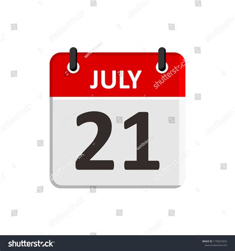 July 21 Calendar Icon Calendar Icon Stock Vector Royalty Free