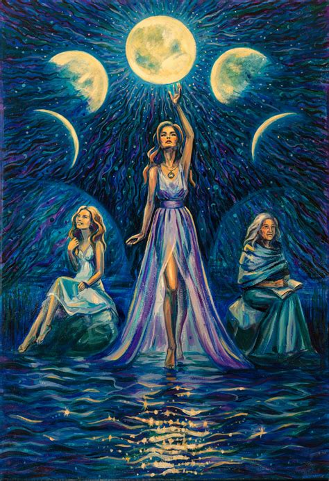 The Three Faces Of The Moon Goddess Malerei Von Elena Averina Artmajeur