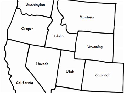 Blank Western Region United States Map Sketch Coloring Page