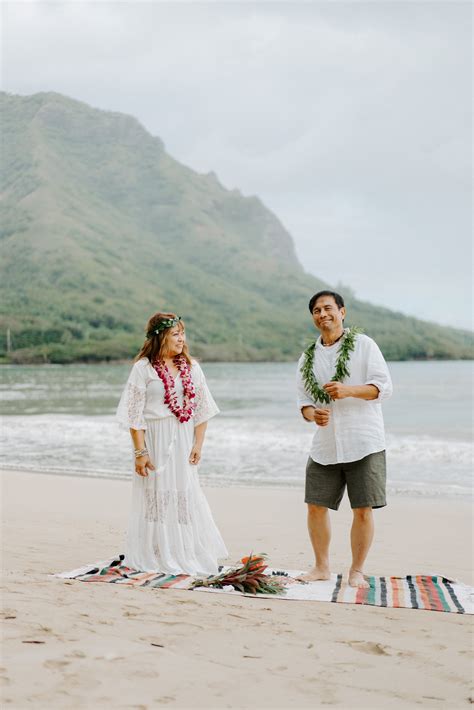 Oahu Hawaii Elopement 25th Anniversary Renewal Sunrise Ceremony