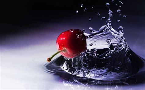 Red Cherry And Water Splash Photo Hd Wallpaper Wallpaper Flare