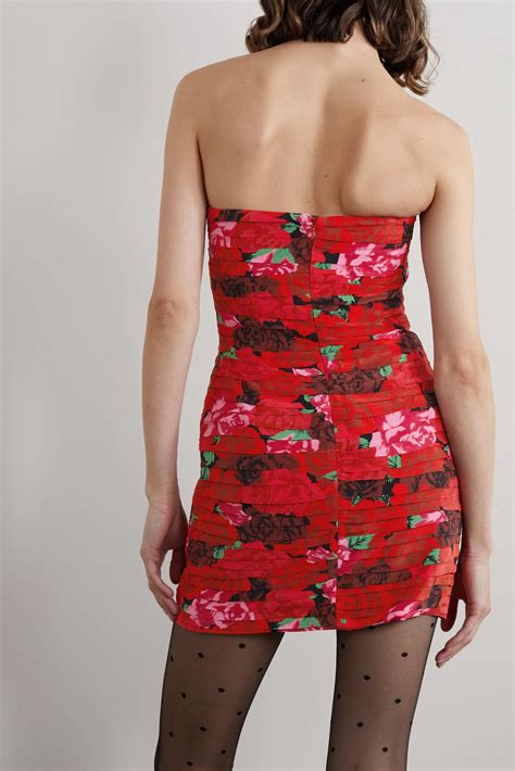 Magda Butrym Strapless Ruched Floral Print Silk Mini Dress Net A Porter