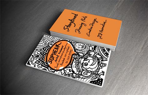 An Orange And Black Business Card With Some Writing On The Front
