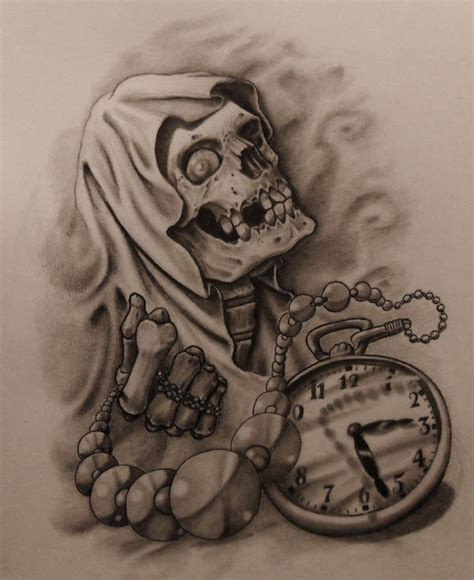 Reaper And Time Tattoo Sketch By 814ck5t4r On Deviantart
