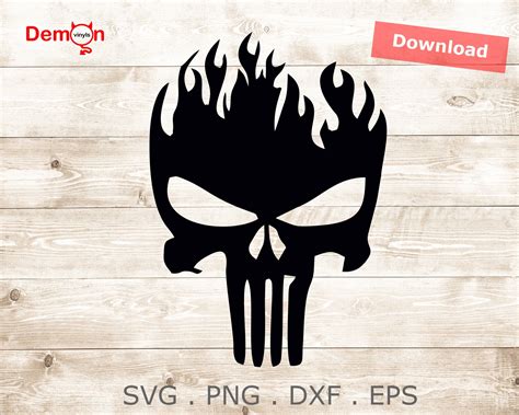 Punisher Skull Flame Svg Eps Png Dxf Vector Cutting Files For Etsy