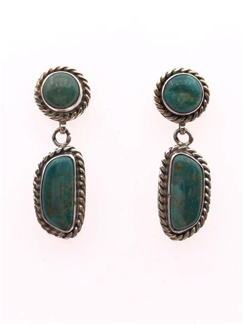 Lot M NATIVE AMERICAN STERLING SILVER TURQUOISE EARRINGS