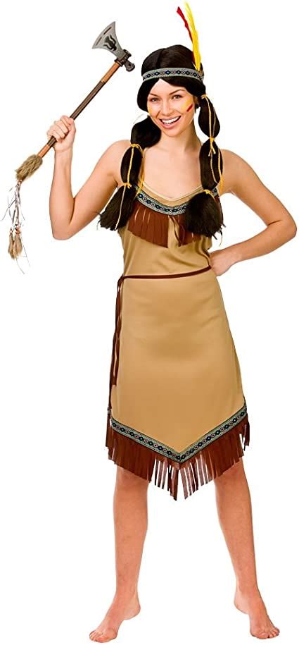 Ladies Brown Native American Native American Fancy Dress Costume