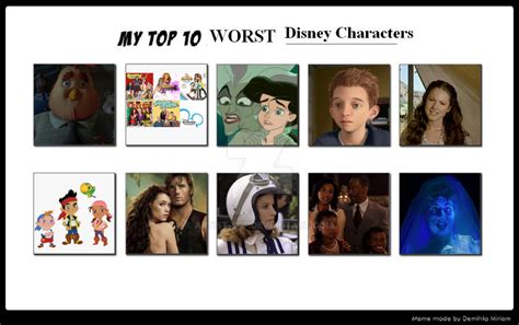 My Top 10 Worst Disney Characters By Artist Srf On Deviantart