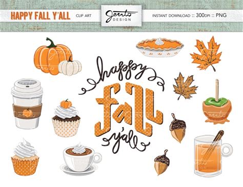 Happy Fall Yall Clip Art Fall Favorites Pumpkin Spice Etsy