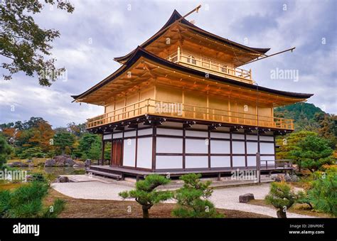 The Beautiful Golden Pavilion Kinkaku Ji Is A Three Story Building