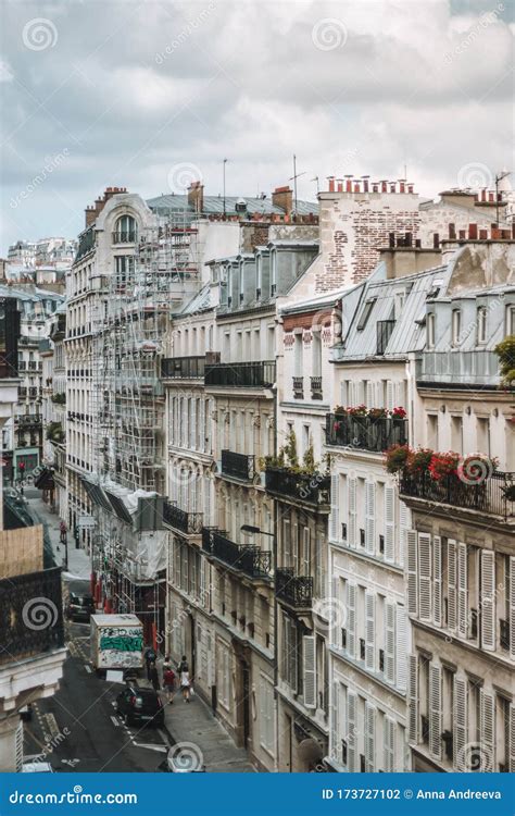 Paris Roofs Panoramic Overview At Summer Day France Traditional