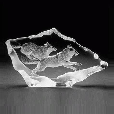 Wolf Pair Crystal Sculpture 33599 Mats Jonasson Maleras
