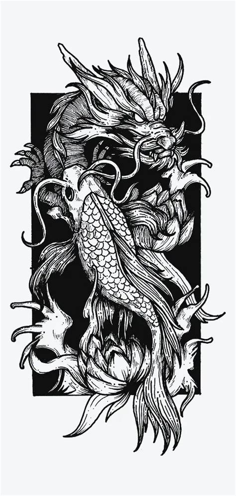 A Black And White Drawing Of Two Fish In The Water One With Wings On