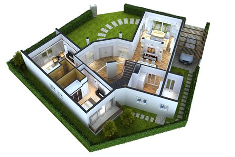 Detailed House Floor 1 Cutaway 3d Model Max Obj
