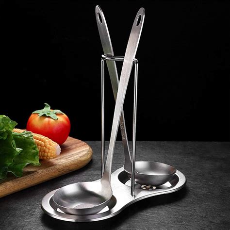 Stainless Steel Spoon Rest And Pot Lid Holder Pan Rack Stand Kitchen