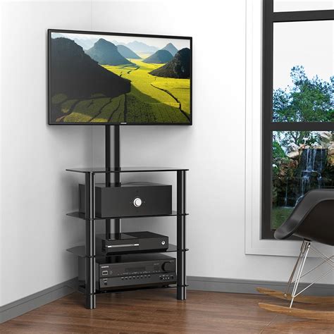 A triangle corner tv stand is the most popular style of corner tv stands. Tv Stand With Mount Black Entertainment Center Storage ...