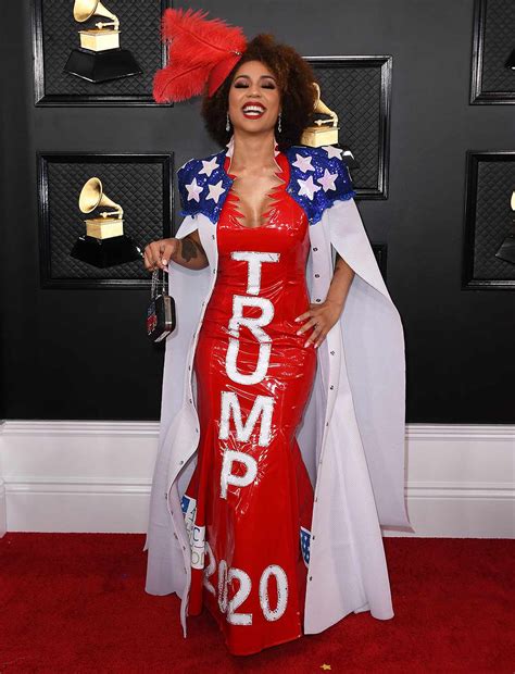 Joy Villa Wears Latex Trump Dress To 2020 Grammys