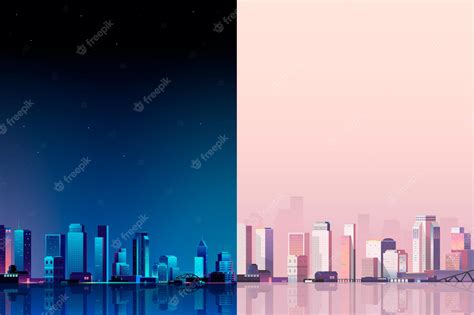 Premium Vector Urban Scene Day And Night Background Vector